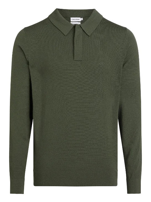 Polo Uomo in lana merino Verde Calvin Klein- Francavilla Moda